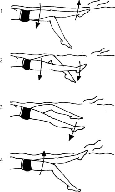 Работа ногами на спине при плавании